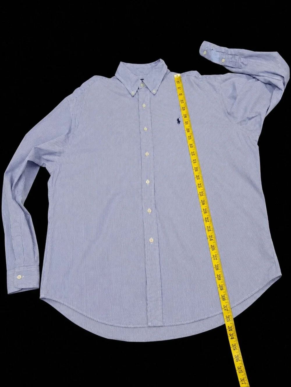 Ralph Lauren Blake Blue/White Striped Button-Down Cotton Shirt Men Size X-Large - Picture 13 of 16